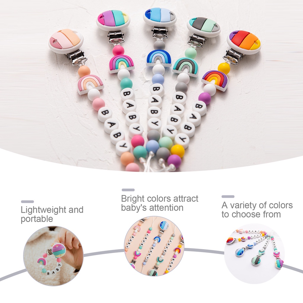 [Free custom6 letters] 1PC Rainbow New Style Pacifier Chain/Baby ...