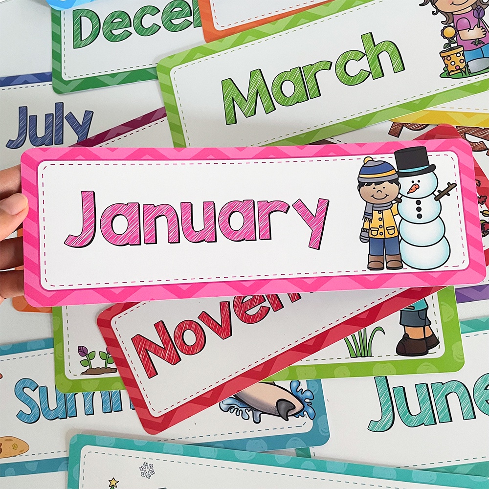 Children's Month & Season Cognitive Cards English Flashcards Kids ...