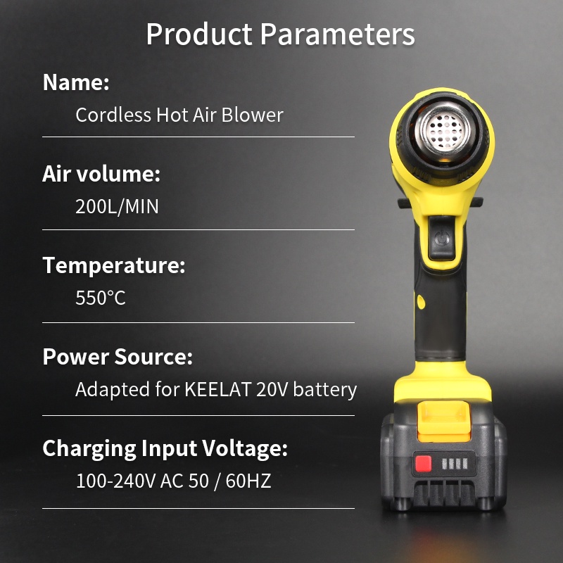 Keelat Cordless Handheld Hot Air Gun With Nozzles Temperature