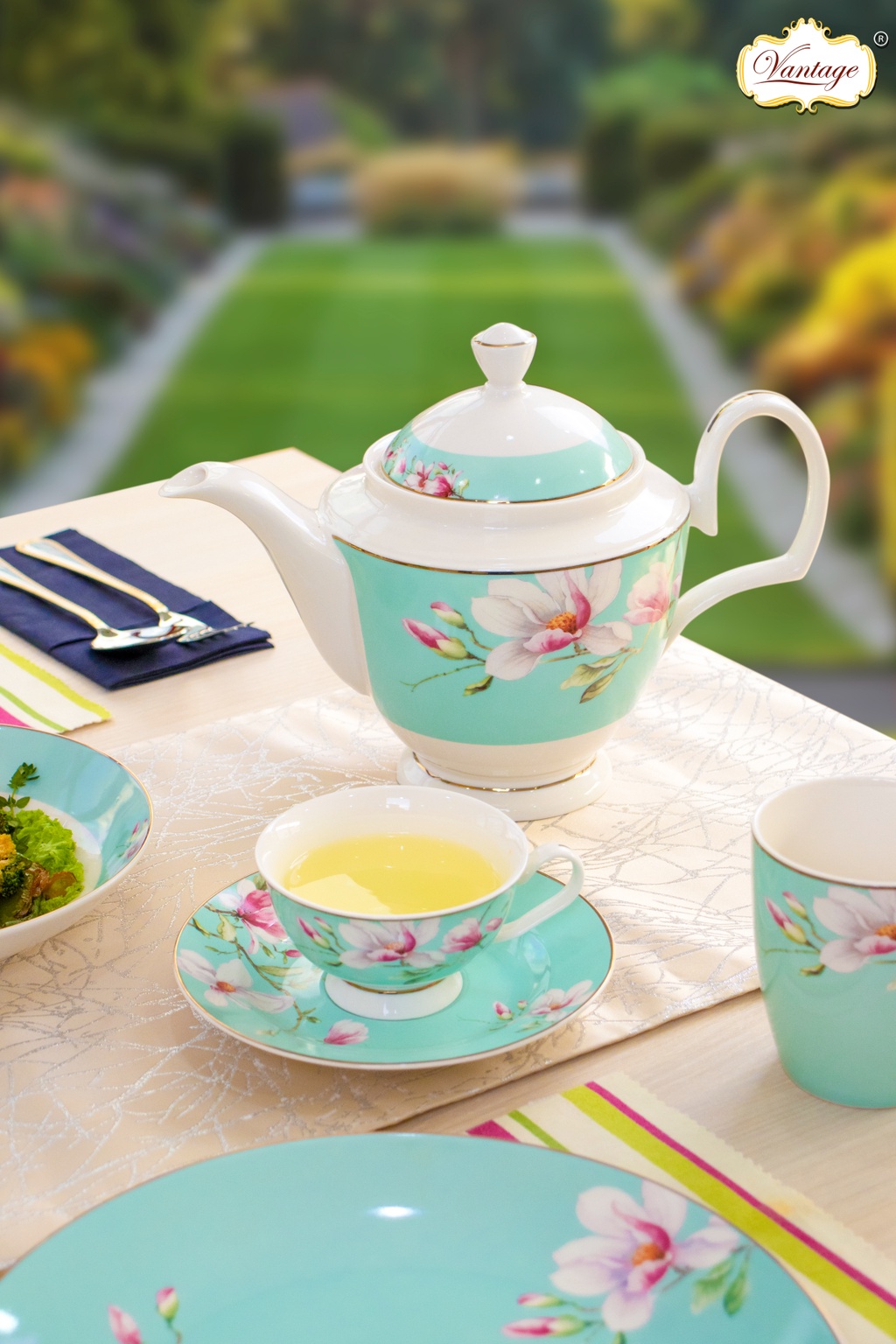 Vantage Fine Porcelain Tif_fany Blue Mognolia 14pcs Tea Set | Shopee ...