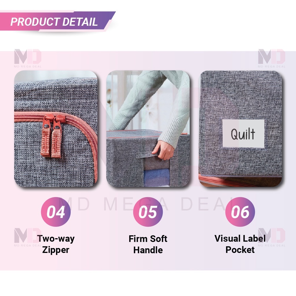 《Mega Deal》22L/66L/100L Large Capacity Foldable Cotton Linen Storage ...
