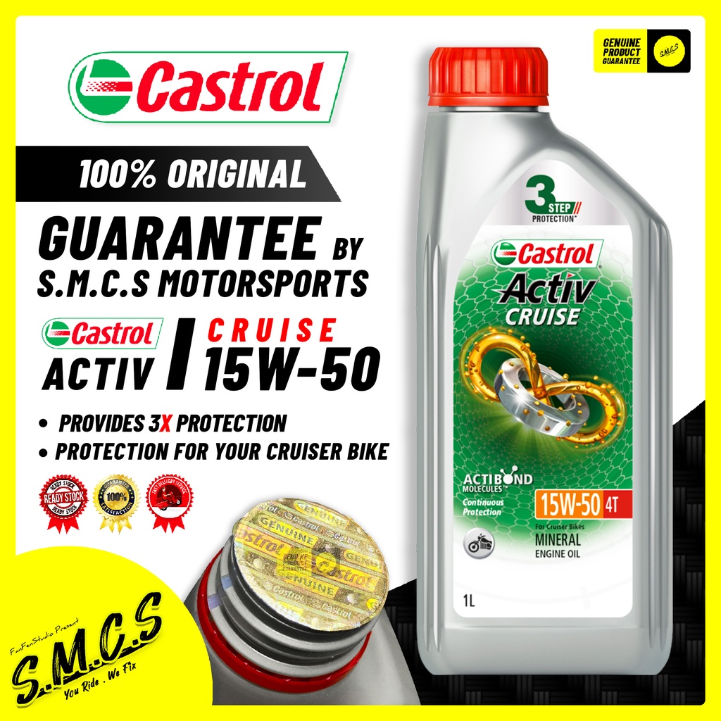 Castrol 15W50 Activ Cruise [100%ORIGINAL] 4T Motorcycles (1L) Minyak ...