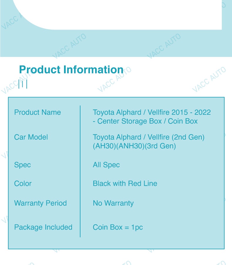 Toyota Vellfire / Alphard 30 Series Center Storage Box / Coin Box ...