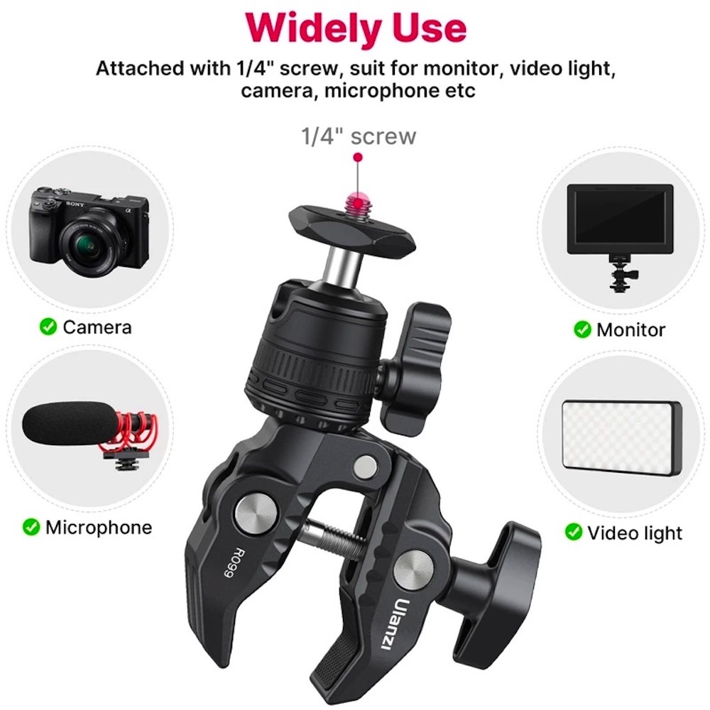 ULANZI R105 Super Clamp Kamerahalterung - Mit 360° Kugelkopf & Magic Arm