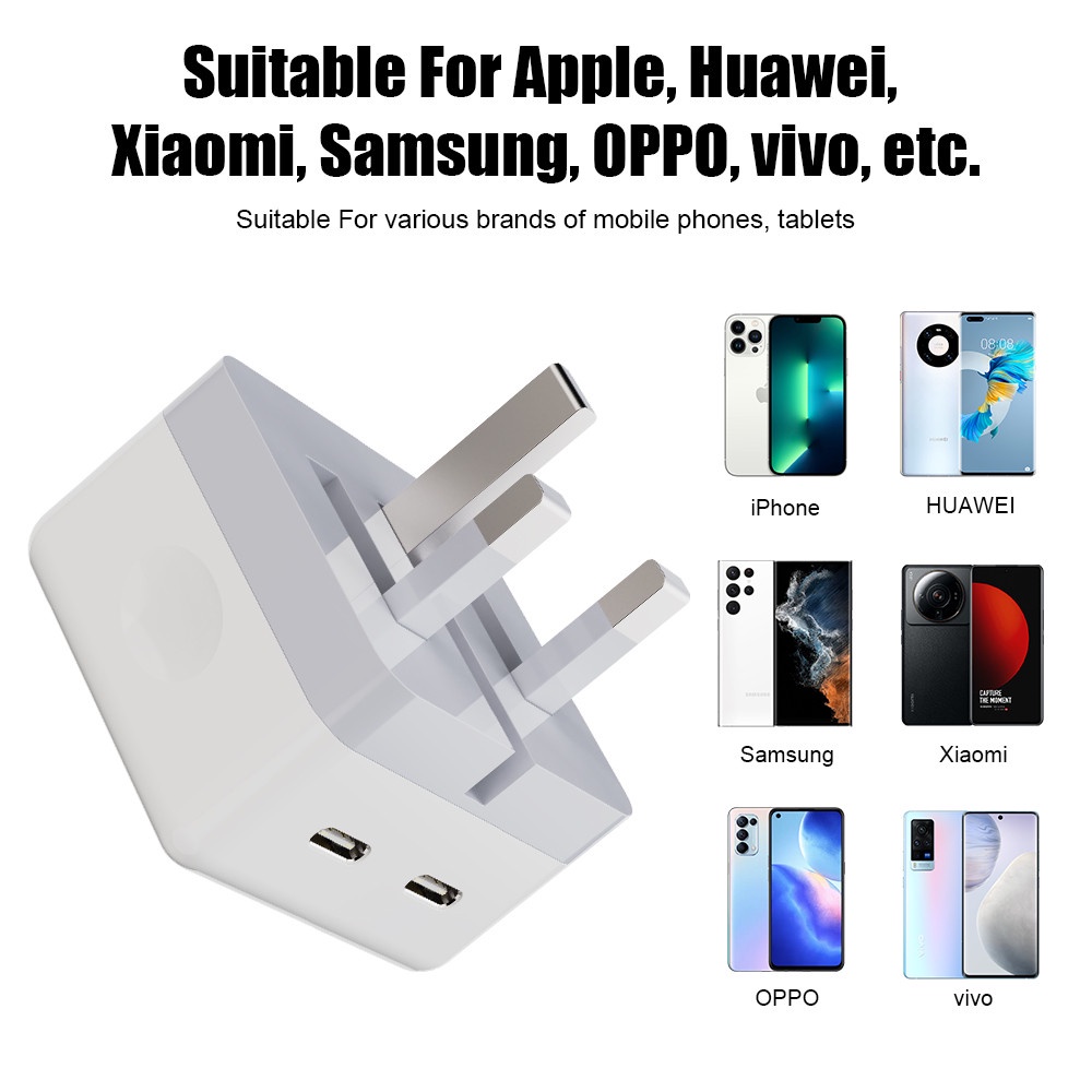EU US UK Plug 40W Super Fast Charge PD Dual Port for Apple i-Pad i ...