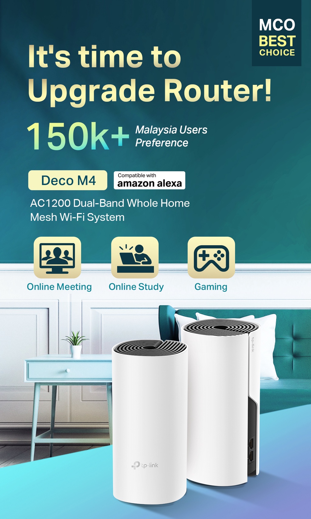 TP-Link Deco M4 AC1200 Gigabit Mesh WiFi Router System Support unifi ...