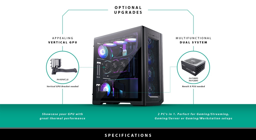 (AONE PLUS SS2) Phanteks Enthoo Pro 2 Full Tower Case Dual System/PSU ...