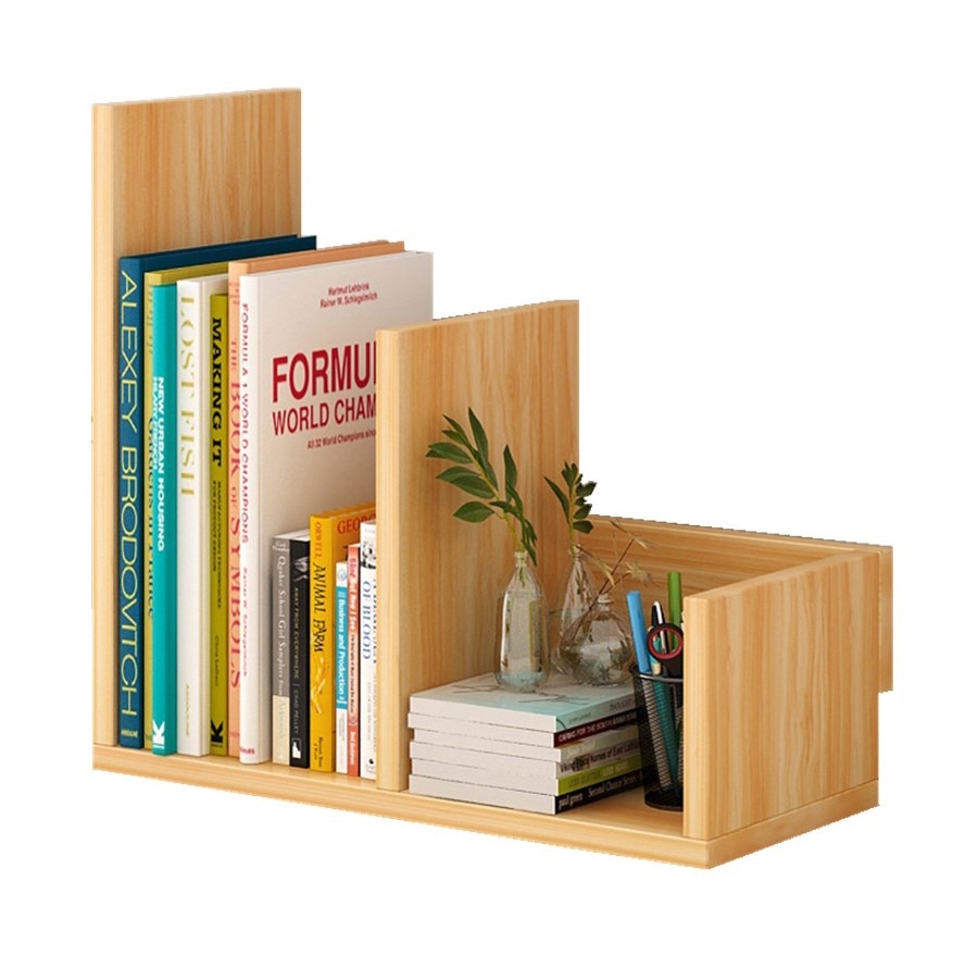 D4381 Sturdy Wooden Table Top Book Rack Book Shelf Table Organizer Rak ...