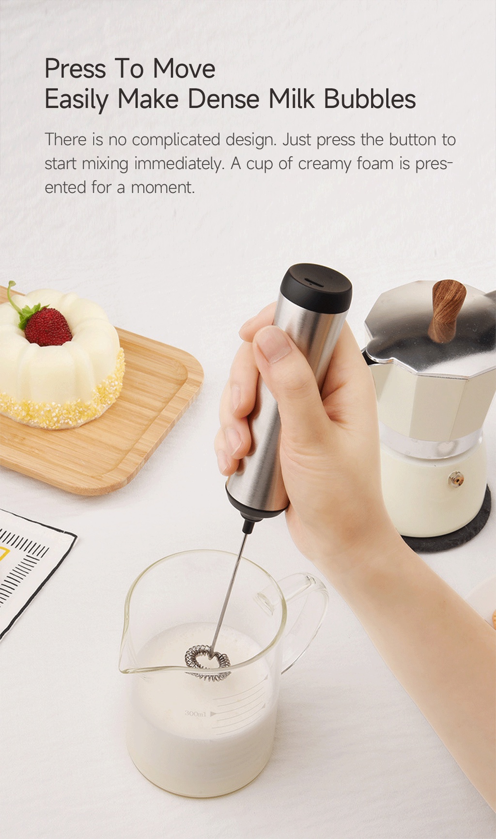 Cliton Electric Milk Frother with Stand Efficient Mixing Food Grade