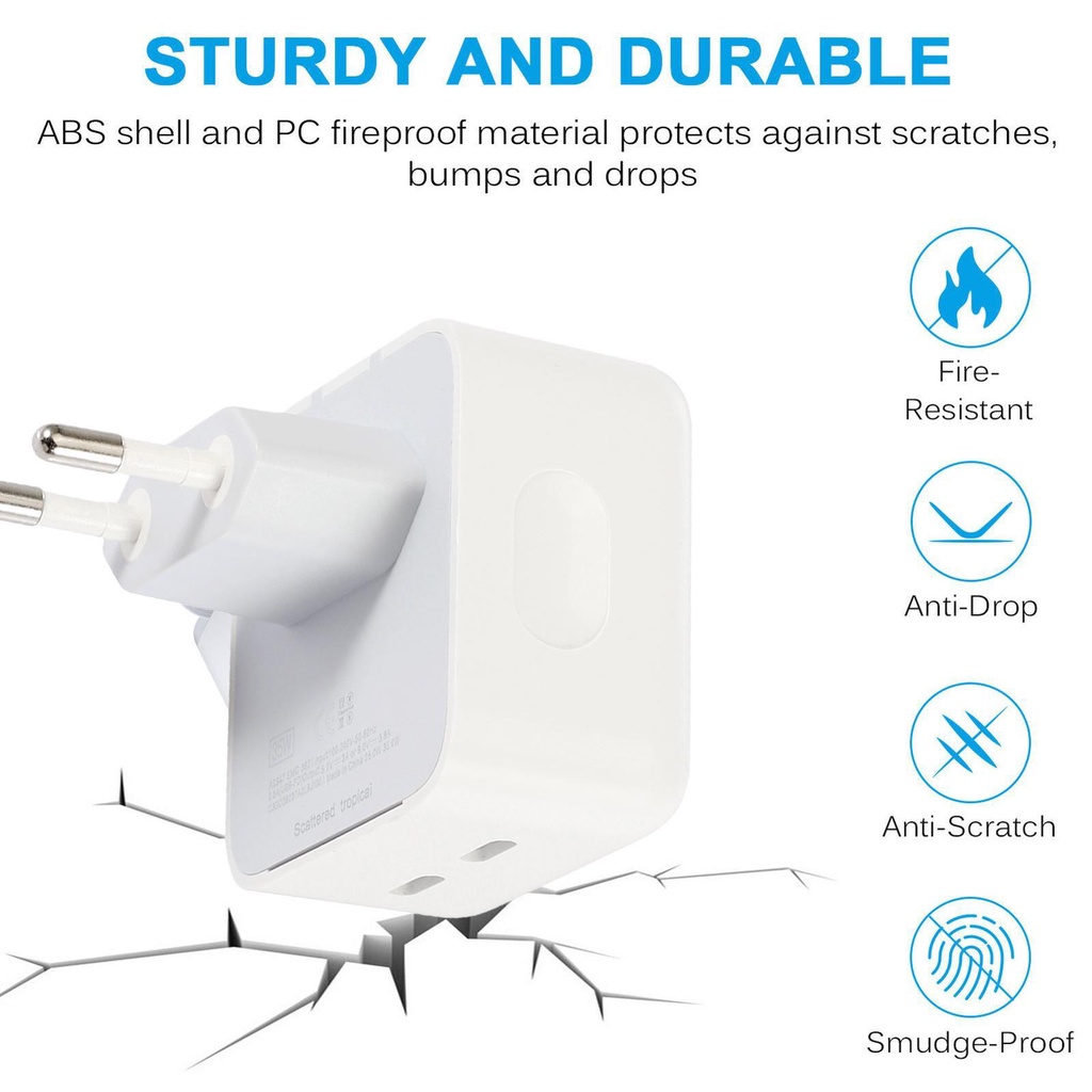 EU US UK Plug 40W Super Fast Charge PD Dual Port for Apple i-Pad i ...