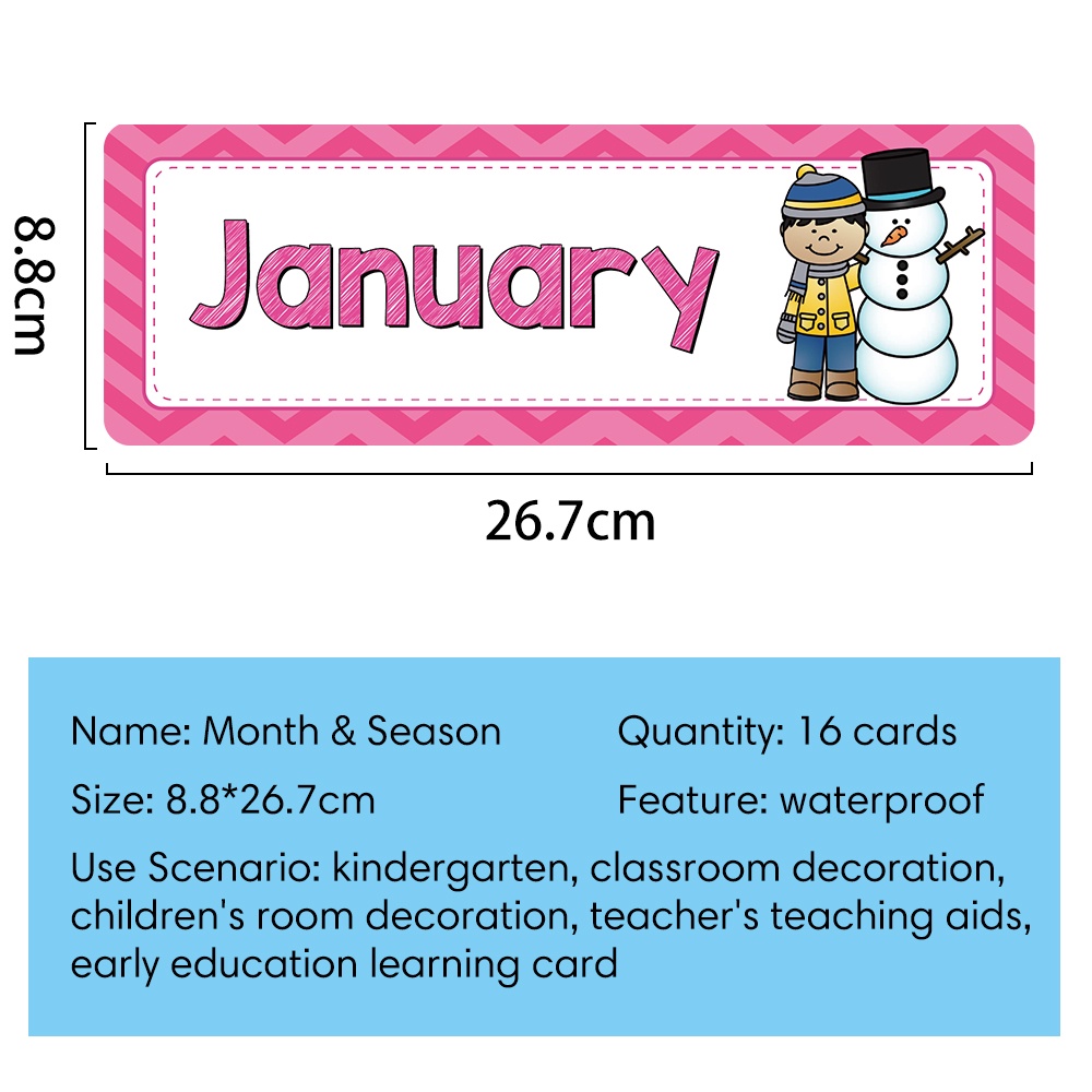 Children's Month & Season Cognitive Cards English Flashcards Kids ...
