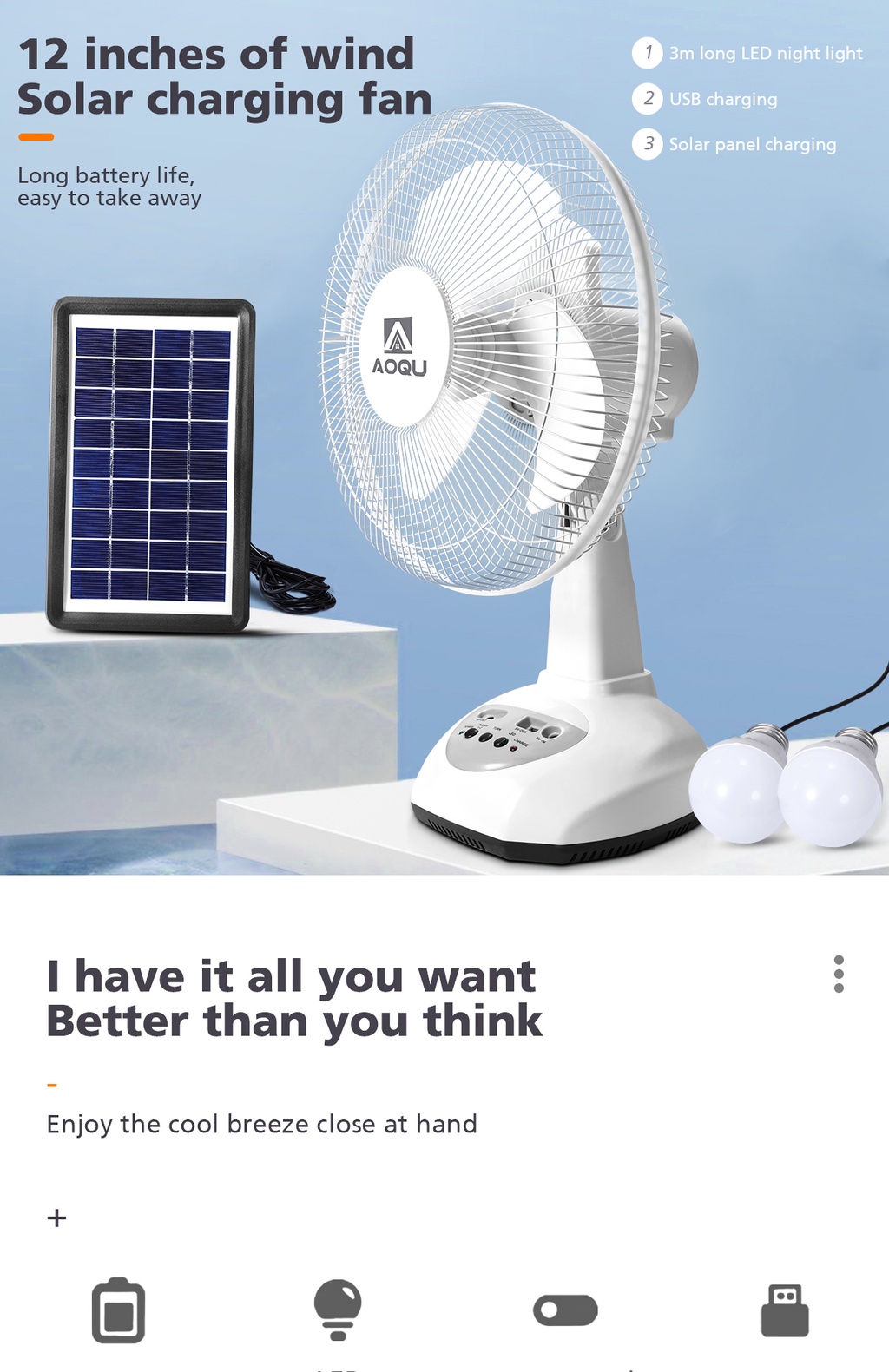 Fan Solar DC Kipas Solar 16'Inch Solar Fan Strong Wind Home ...