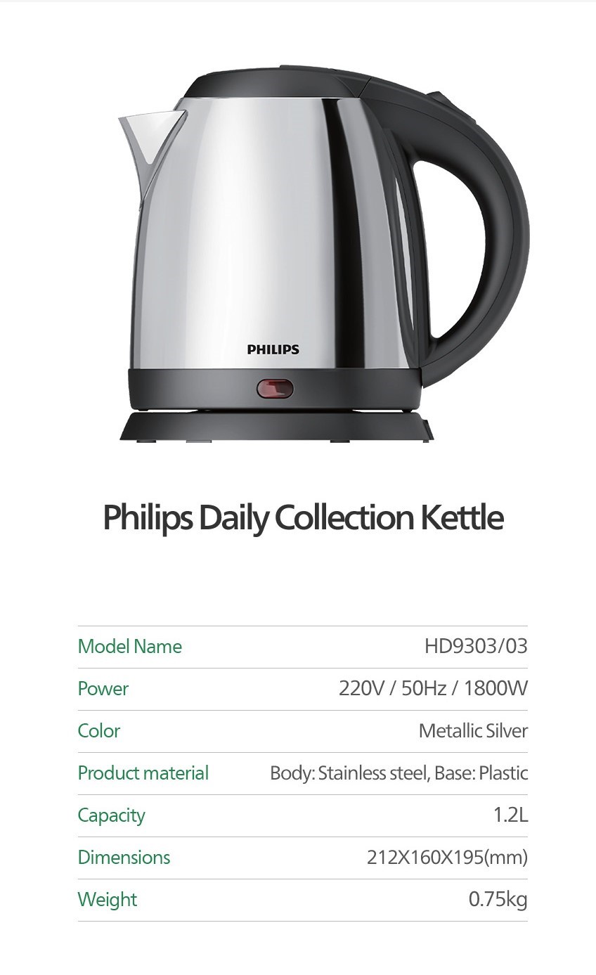 Home & Kitchen Philips Electric Kettle 1.2 L With Stainless Steel Body 1800  Watt