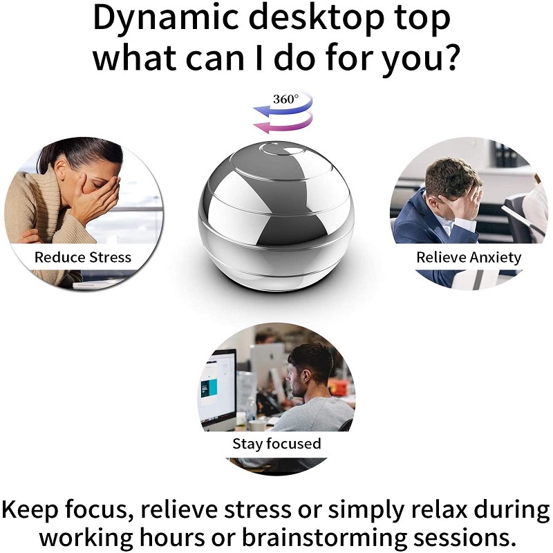 38mm Desktop Decompression Rotating Spherical Metal Gyroscope Office ...