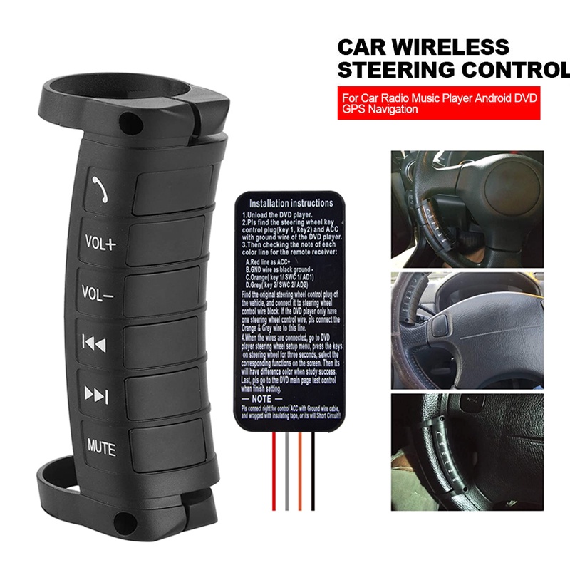 ★6-Key SWC★ Universal Remote Control Car Steering Wheel Button Wireless ...