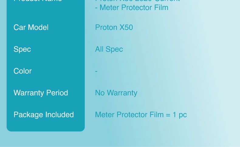 Proton X50 Meter Protector Film Instrument Panel Screen Protector Film ...
