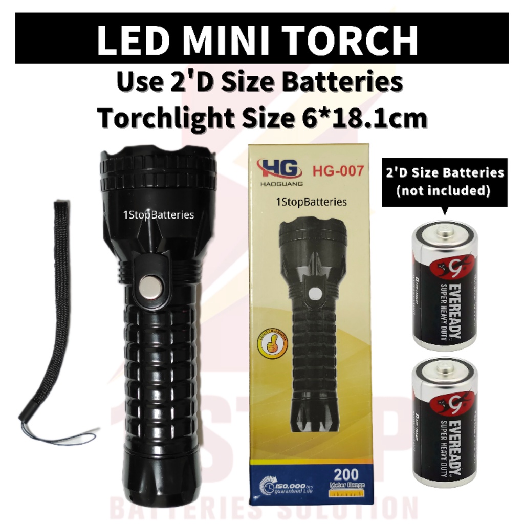 LED Flashlight Torch light Use 2D Battery | Shopee Malaysia