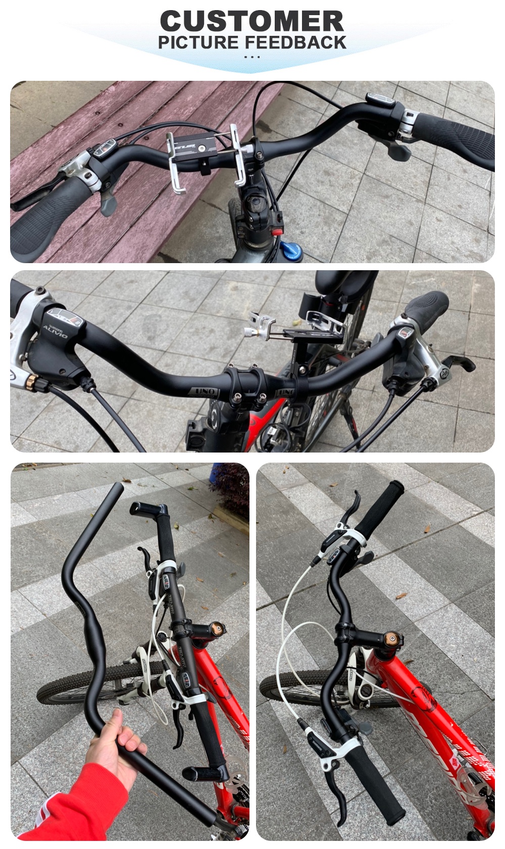 UNO Bike Handlebar Aluminum Alloy Bike Handle Bar Fit For 25.4/31.8mm ...