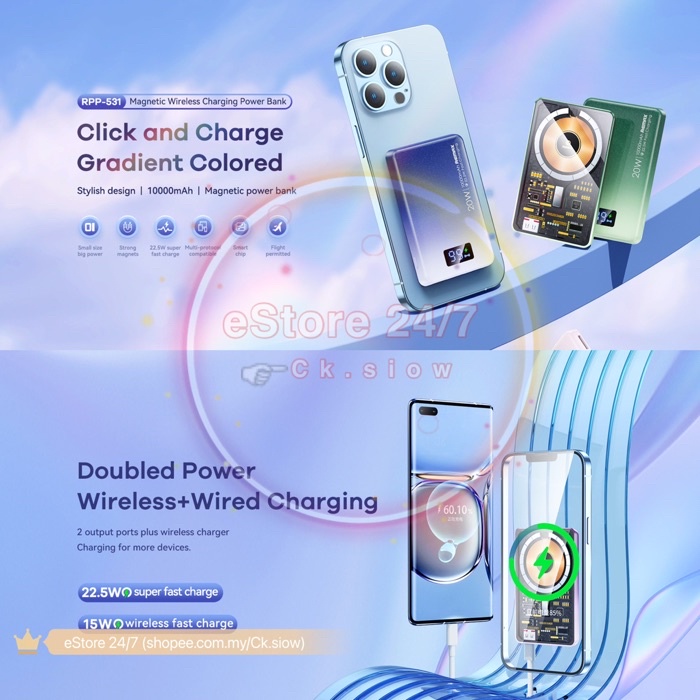 Remax RPP 531 525 Transparent Powerbank 22.5W 20W 15W Mini Wireless ...