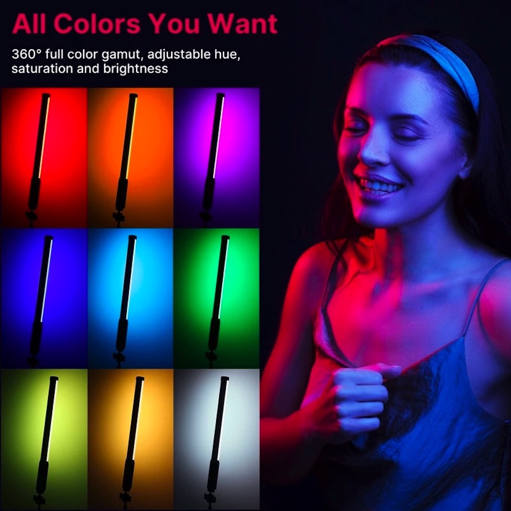 ULANZI Handheld Video Light, 360° Full Colors RGB Light Stick, Helderheid 360Lux@0.5m, Buislamp met 3300mAh Batterij, 2500K-9000K Verstelbaar voor Portret Productfotografie