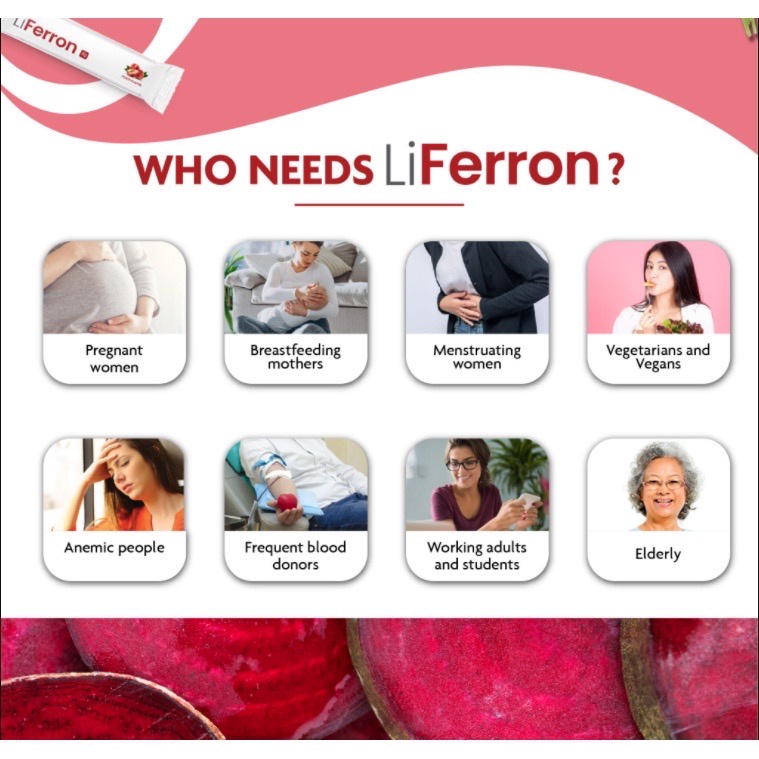 LiFerron 8g x 20 sachets (LIPOFER IRON PYROPHOSPHATE, VIT B & C FOR ...