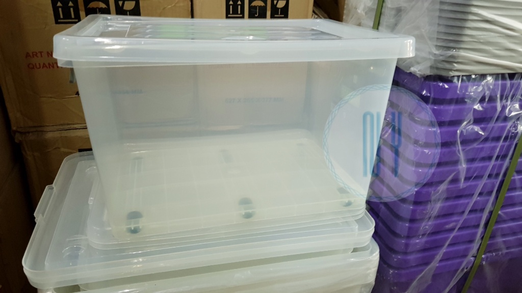 Plastic Storage Box 25 Litre with Wheel Organizer Container Kotak Bekas ...