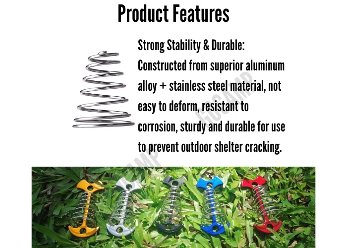 Camping Aluminium Fish Bone Tent Peg with Spring Buckle Durable ...