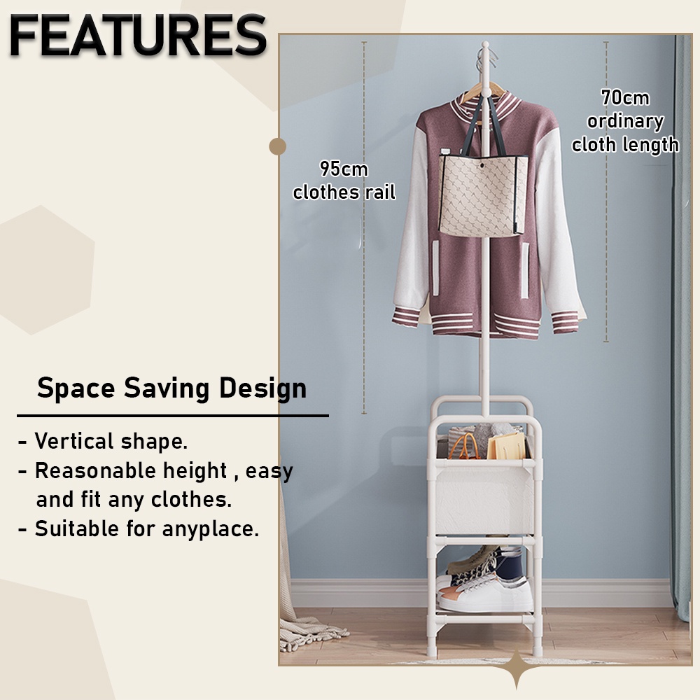 Borong365 Rak Baju Gantung Clothes Hanger Rack Bedroom Space Saving ...