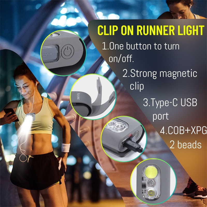 WEST BIKING Night Running Light Usb Rechargeable Jogging Led Lamp Warn ...