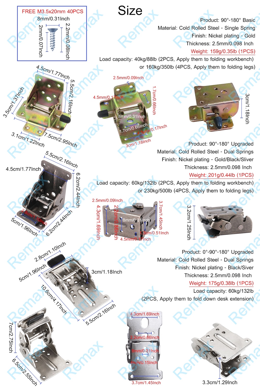 🇲🇾🚚 Reinforced Folding Hinge Kit Self-Locking Hinge 90° / 180° FREE ...