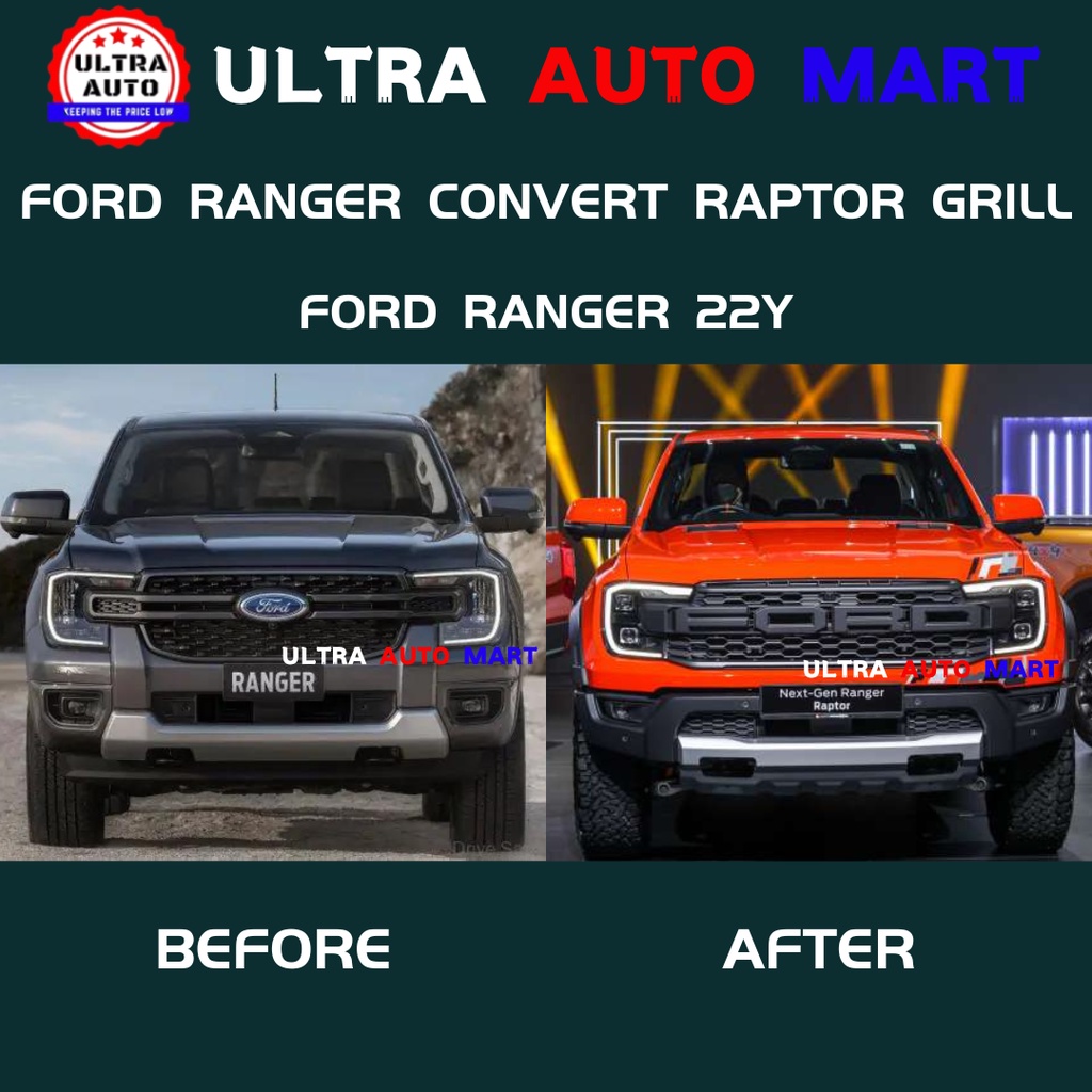 FORD RANGER XLT XLT PLUS 2022 2023 CONVERT RAPTOR TRUCK GRILL LED T9 ...