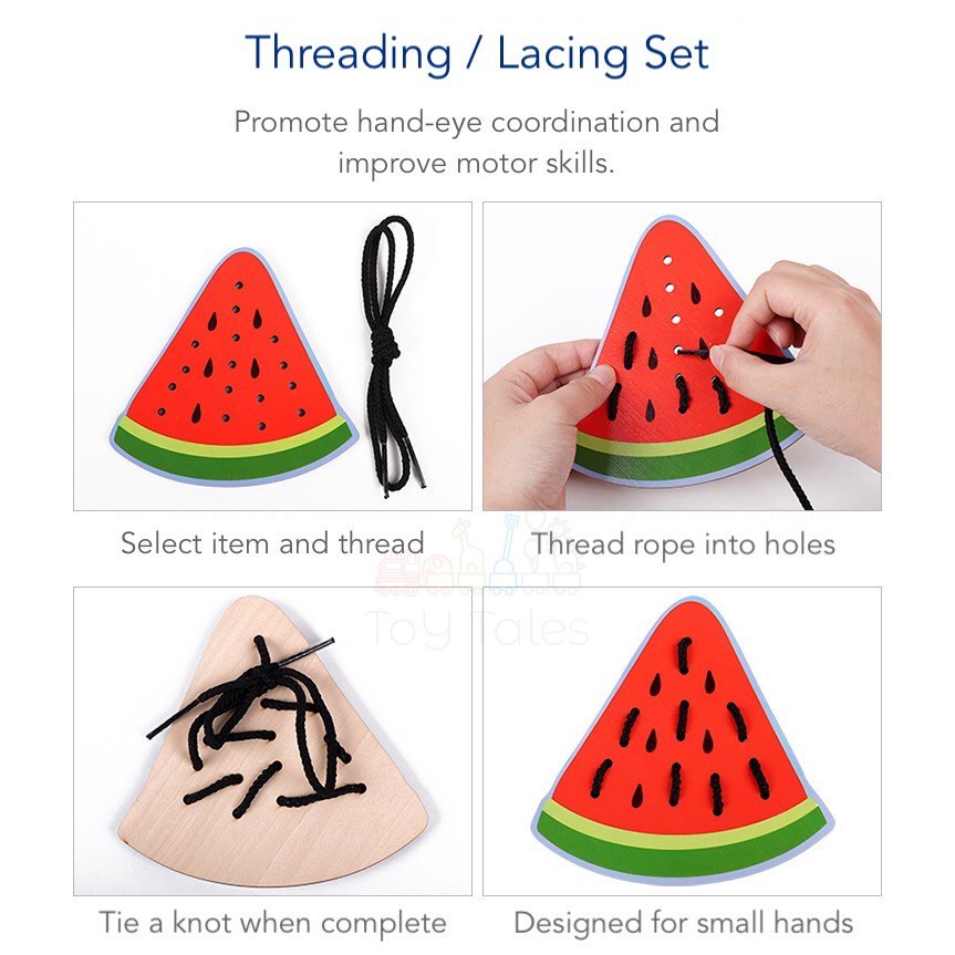 Kids Wooden Threading Lacing Tracing Game Box Set Toys Thread Lace ...