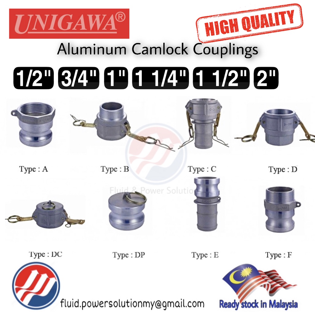 " UNI " Aluminium Camlock Coupling, Size 1/2" ~ 2" Quick Coupling ...