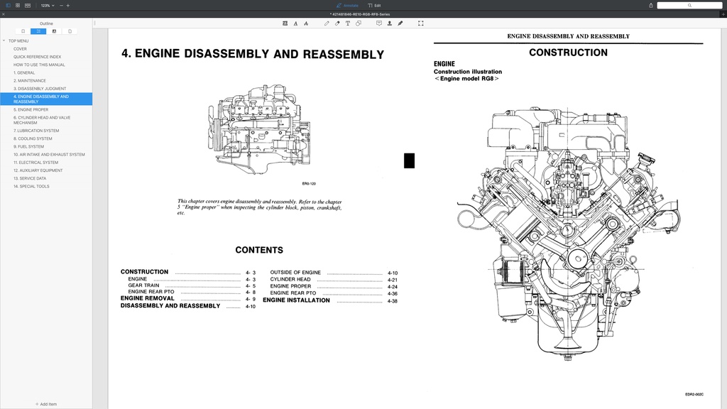 NISSAN UD DIESEL ENGINE RE10 / RF8 TC TD/ RG8 SERVICE REPAIR MANUAL ...