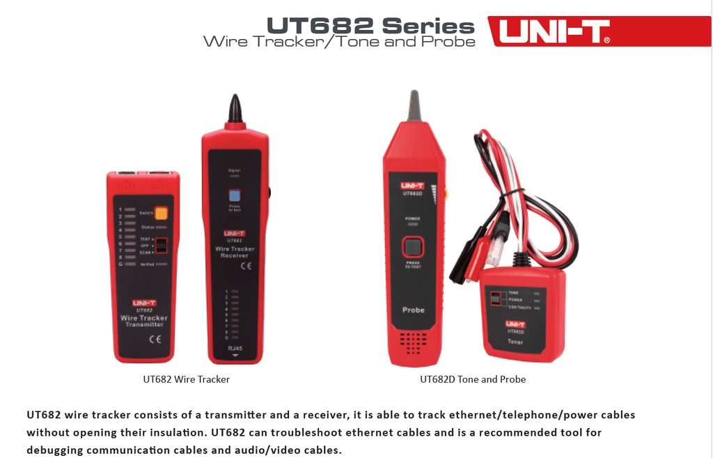 UNI-T UT682 Wire Tracker; Telephone Line / Network Cable / Power Cable ...