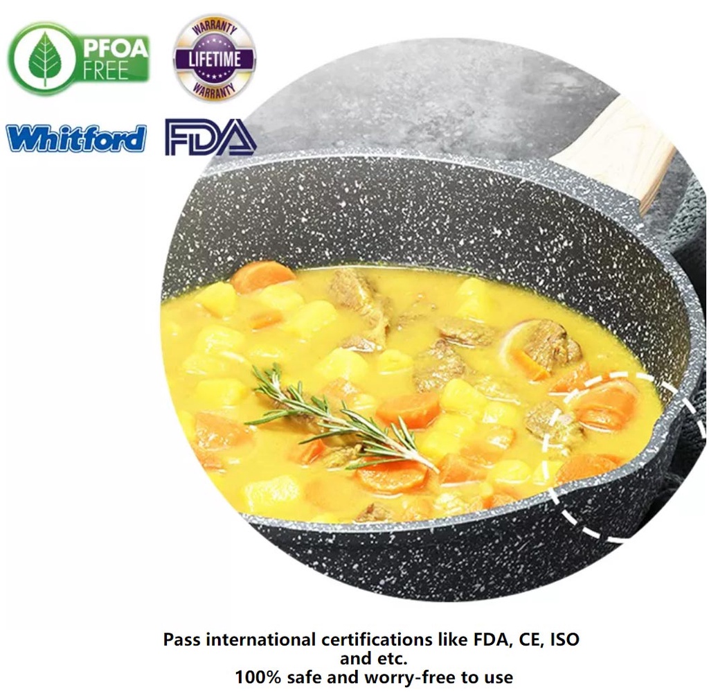 Ecowin Non Stick Pan Wok Stone Coating PFOA & PTFE Free Suitable For