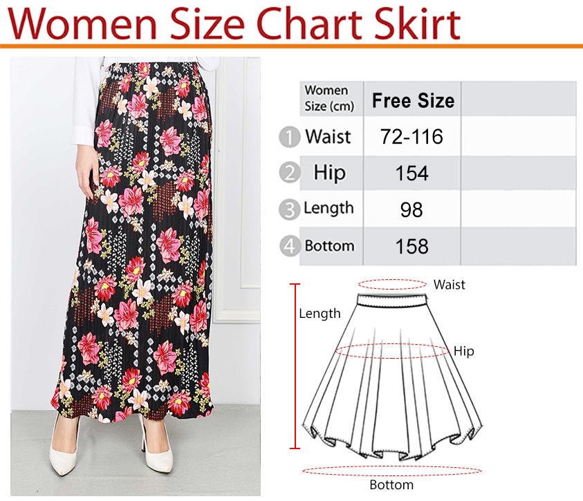 A-Line Skirt Perempuan New Style Thin High Waist Long Knee Length Skirt  Labuh Umbrella Girls Skirt Wanita Mid-Length