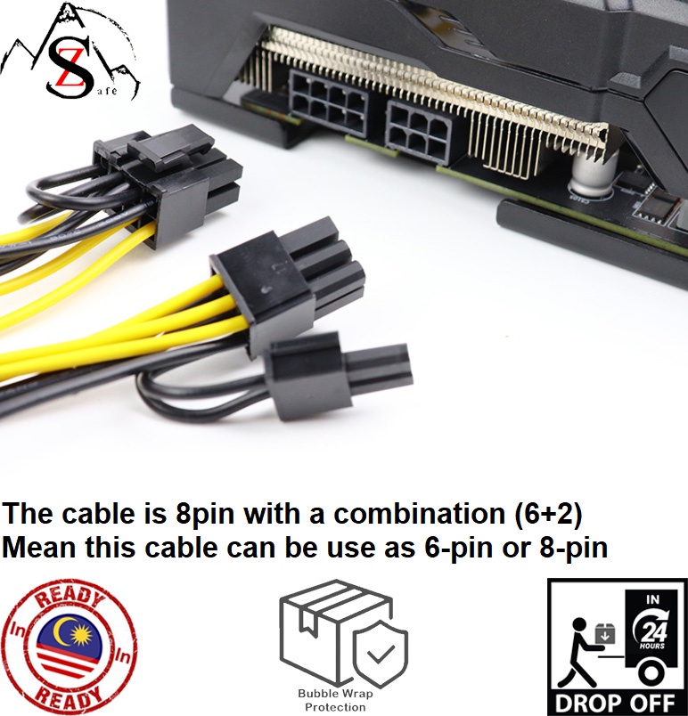 6Pin to Two 8Pin (6+2pin) Adapter GPU Power Cable Computer Cable for ...