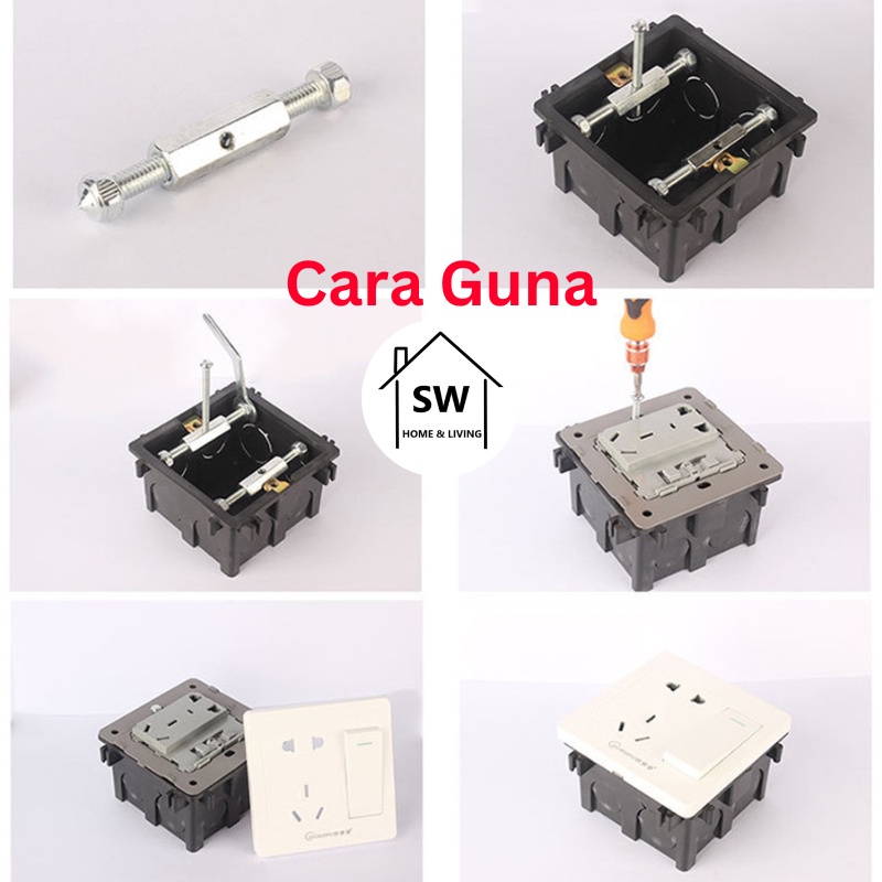 SW 10PCS 86 Type Switch Box Socket Cassette Screws Support Rod Wall ...