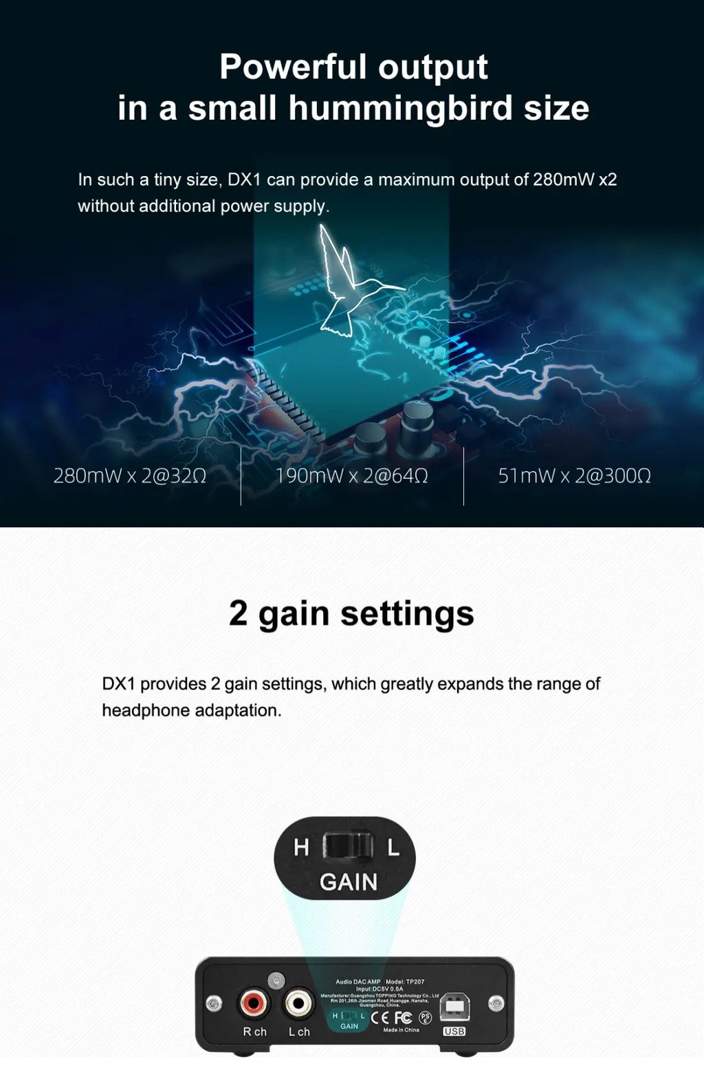 TOPPING DX1 Mini Desktop DAC Headphone Amplifier with K4493S XU208 ...