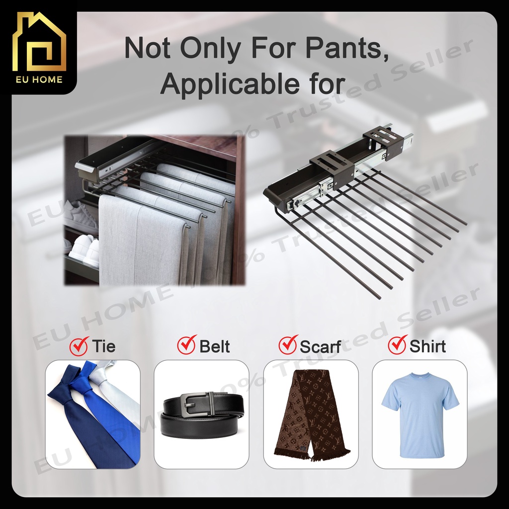 Lateral Pull Out Pants Rack / Clothes organizer / Wardrobe Organizer ...
