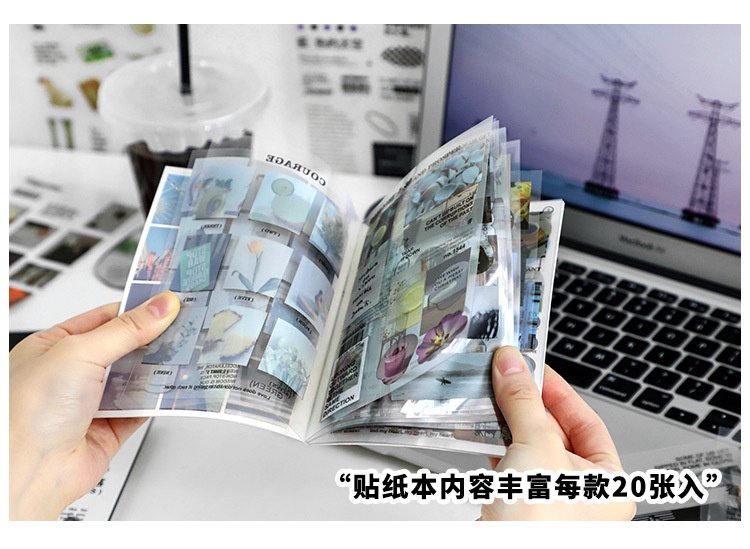 【20 Sheets】Ins Muji Style PET Sticker Book Colorful Sticker Album ...