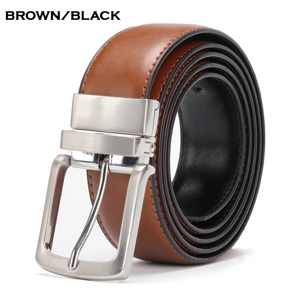 MEN REVERSIBLE BUCKLE BELT WITH 100% GENUINE LEATHER BELT WITH ROTATED ...