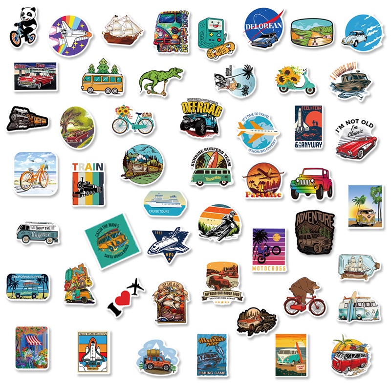50 Sheets Transportation Stickers Children diy Early Education Traffic ...
