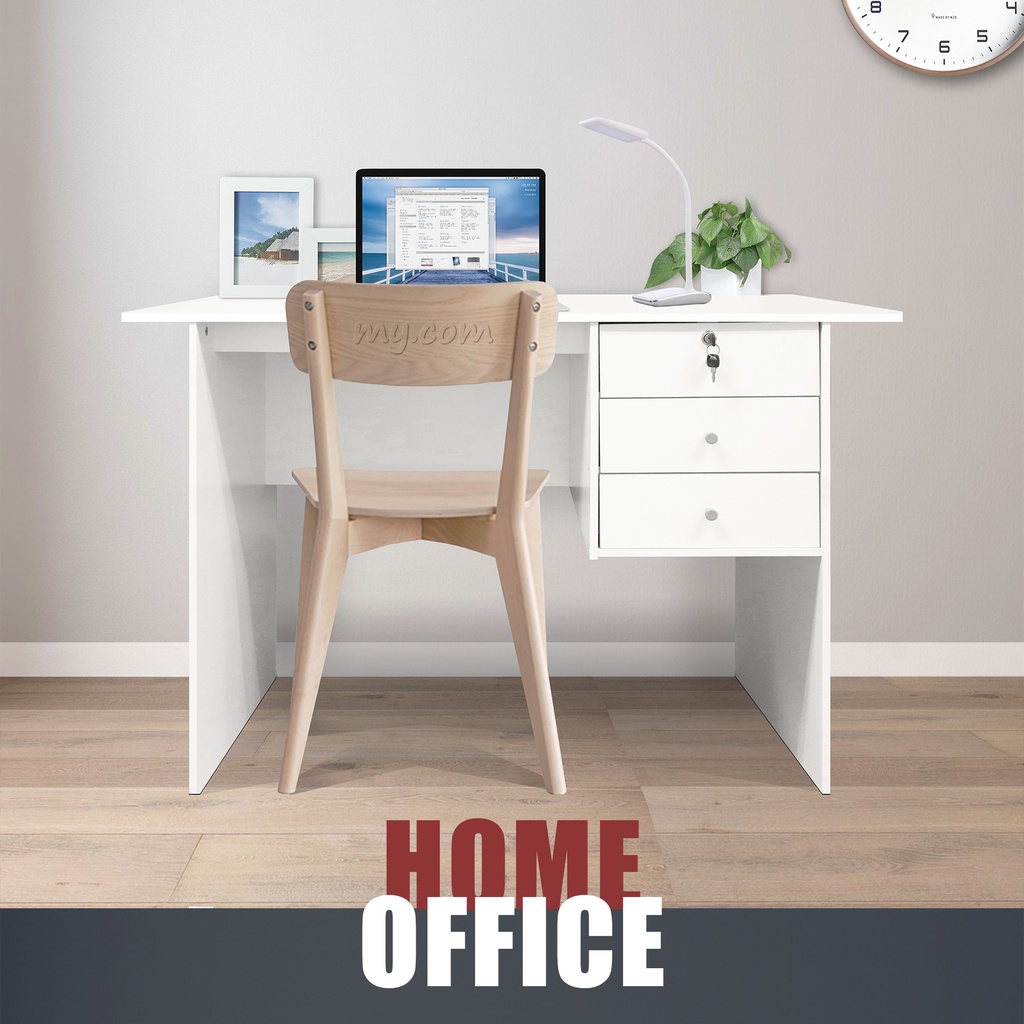 *READY STOCK* 4ft Study Desk Writing Table Meja Belajar 3 Drawers Study