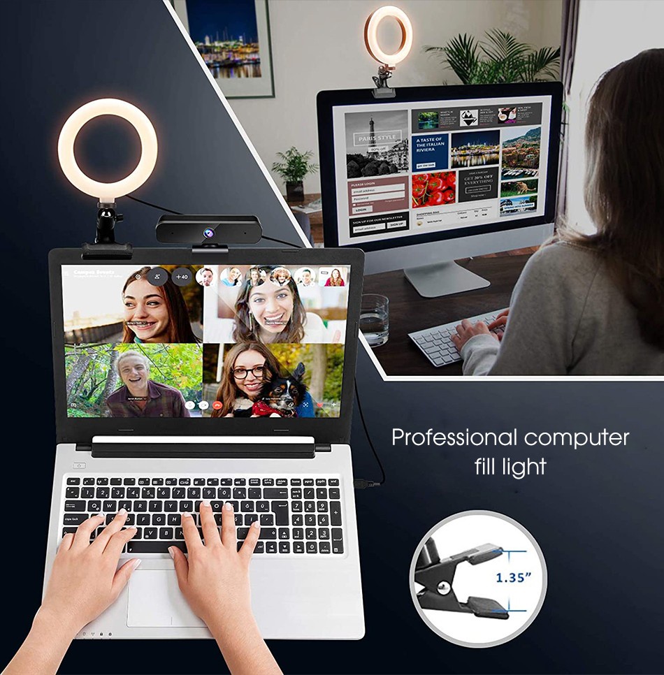 Selfie Ring Light for Laptop Computer Desktop Youtube Ring Lamp Video ...