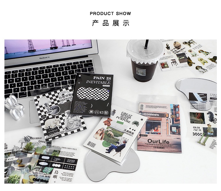 【20 Sheets】Ins Muji Style PET Sticker Book Colorful Sticker Album ...