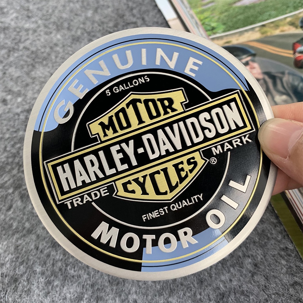 thumbnail image 2 of 3.5" Live To Ride Harley Davidson Emblem – Aluminum Fuel Tank Gas Badge – Matte Black & Silver 2 of 5