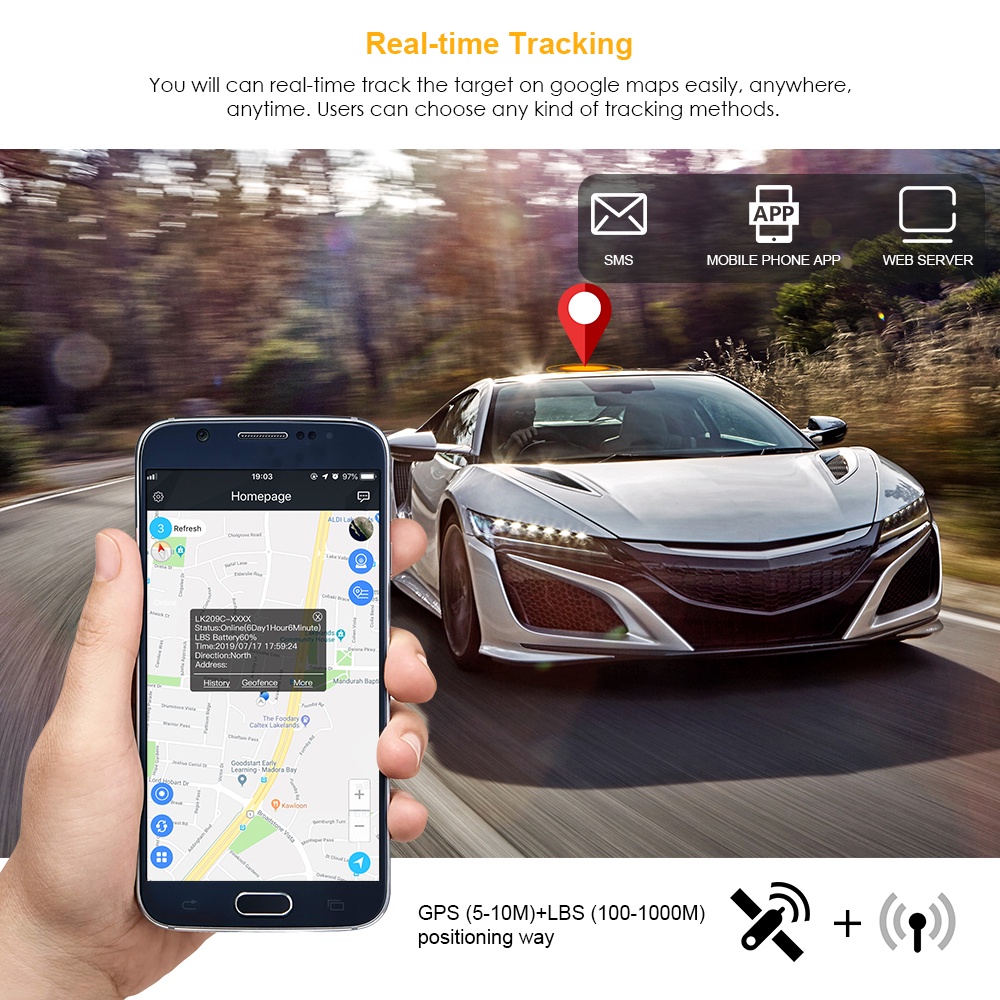 GPS Tracker Car LK209C 20000mAh 240 Days Standby Vehicle Car Tracker ...