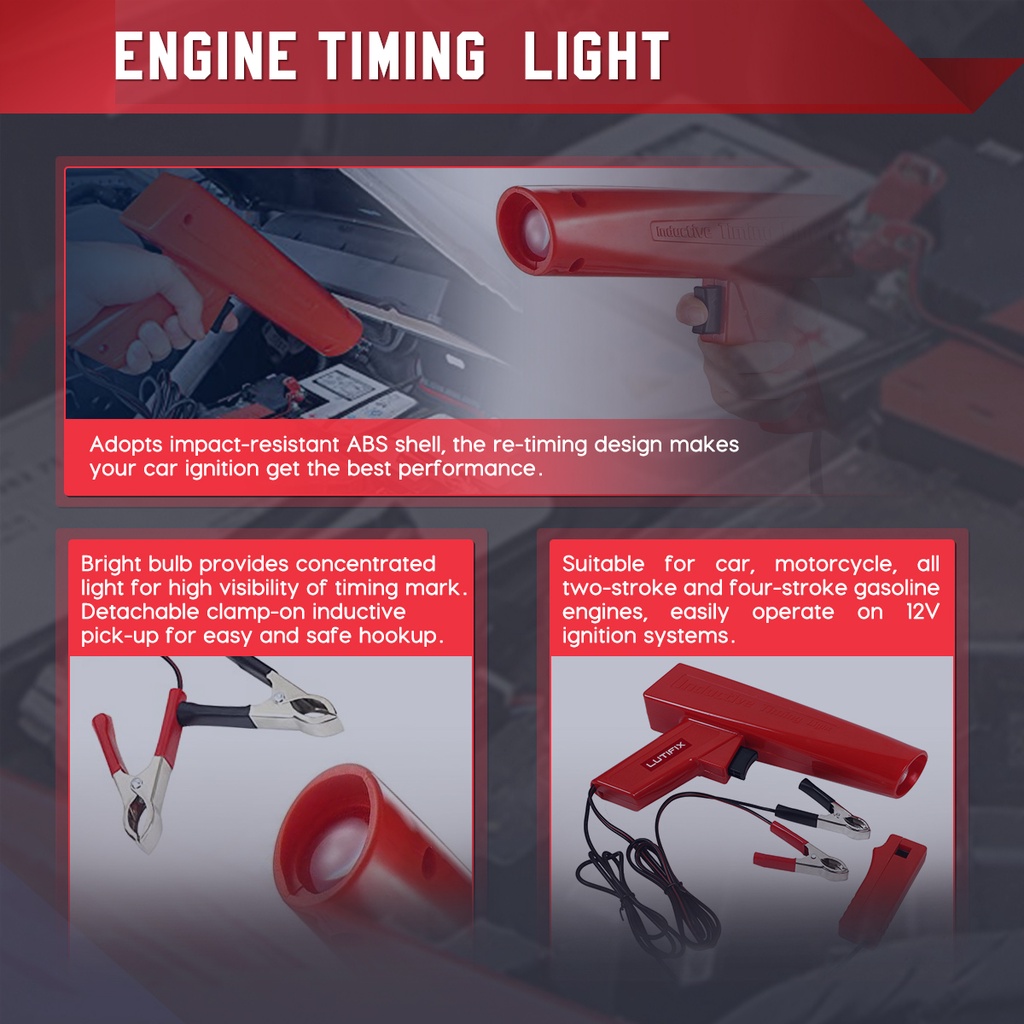 1 Ignition Timing Light Strobe Lamp 12V 2&4 Stroke Petrol Engine For Old Car Motorcycle Marine I2561309351